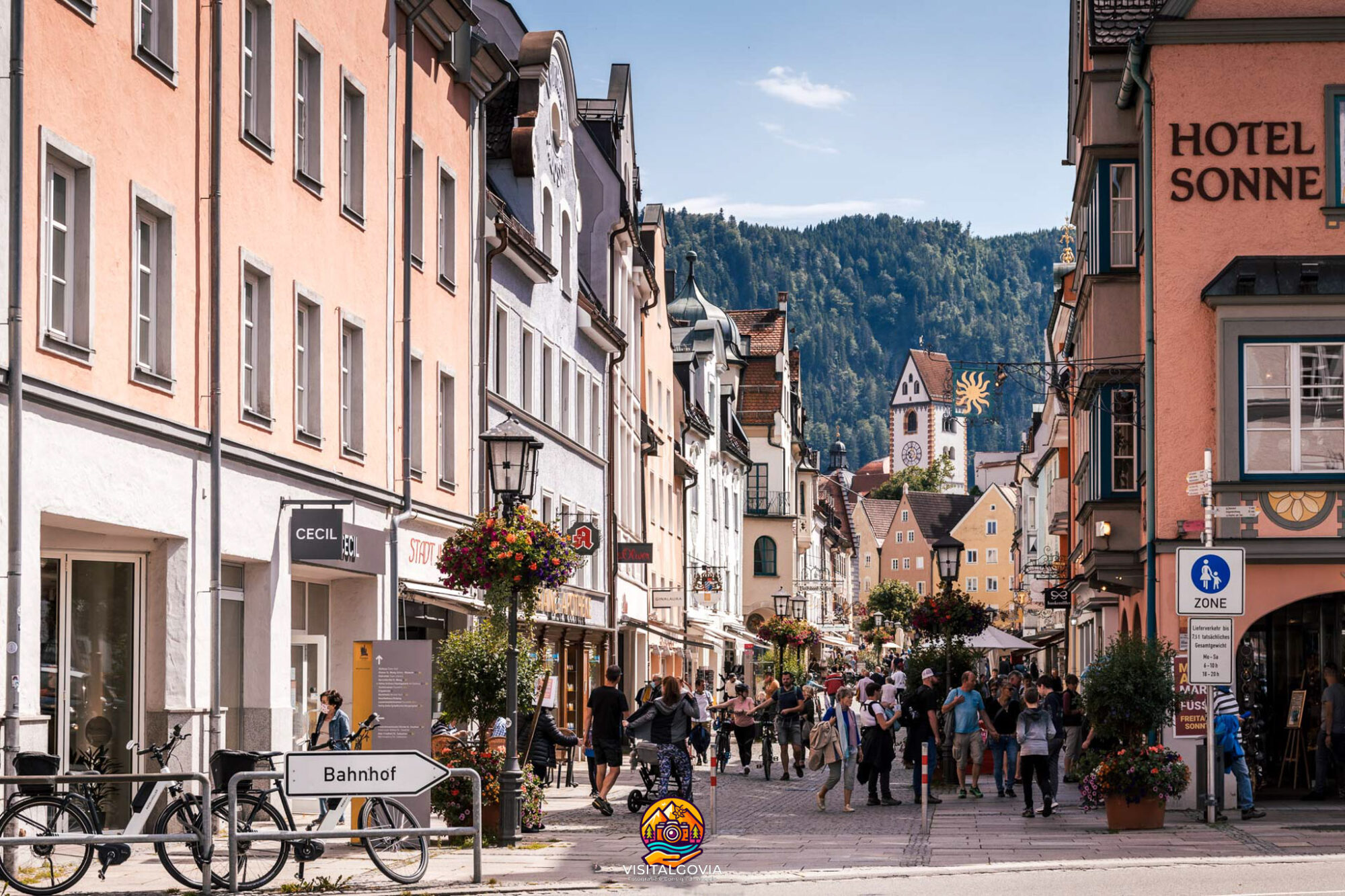 Panorama del centro di Füssen in Algovia