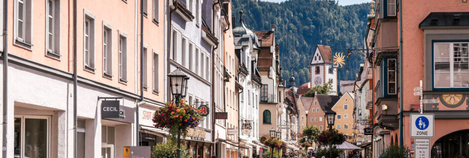 Panorama del centro di Füssen in Algovia